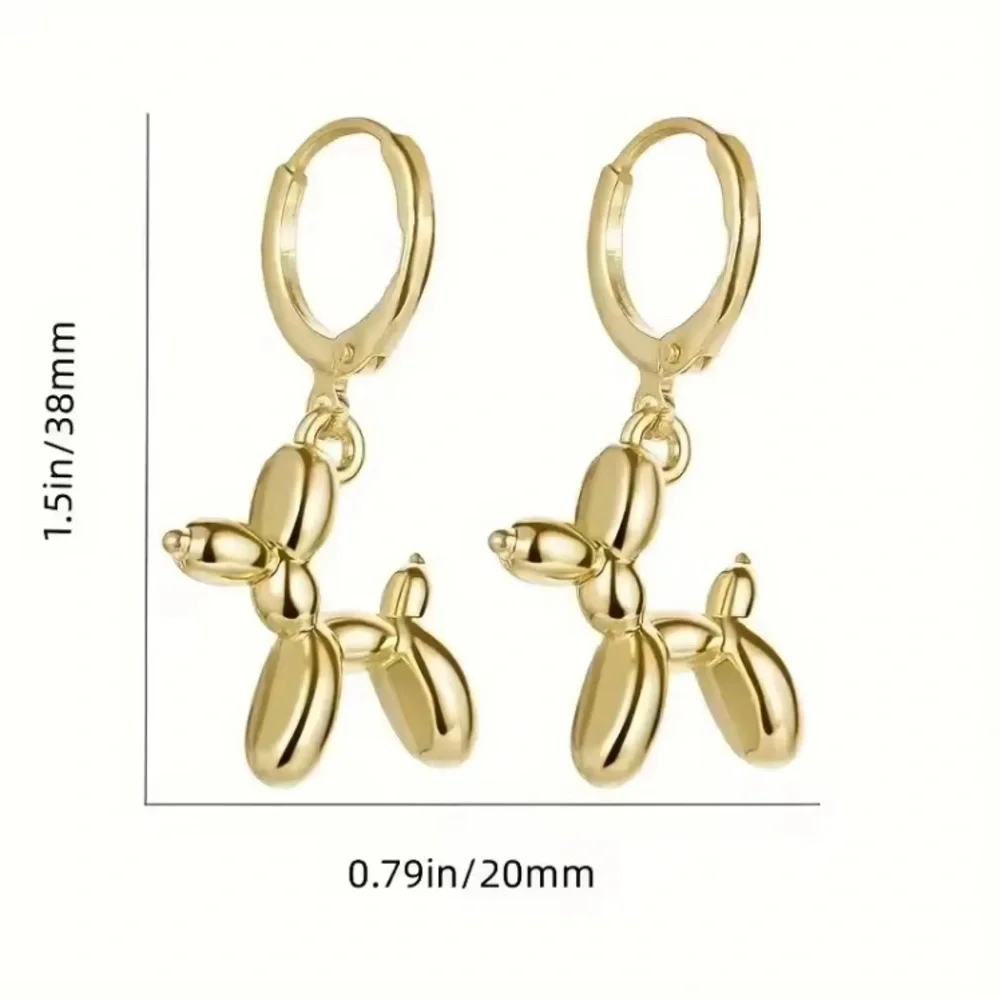 Gold or Silver Balloon Dog Hoop Earrings - Women's Jewelry